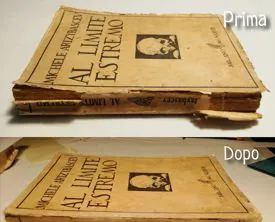 Lavoro di restauro libri antichi prima e dopo